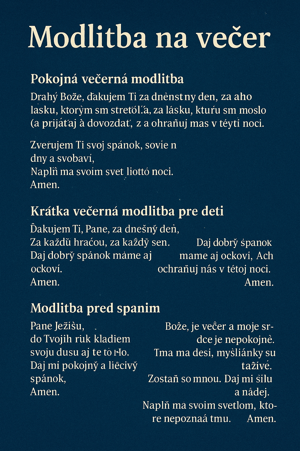 Modlitba na večer
