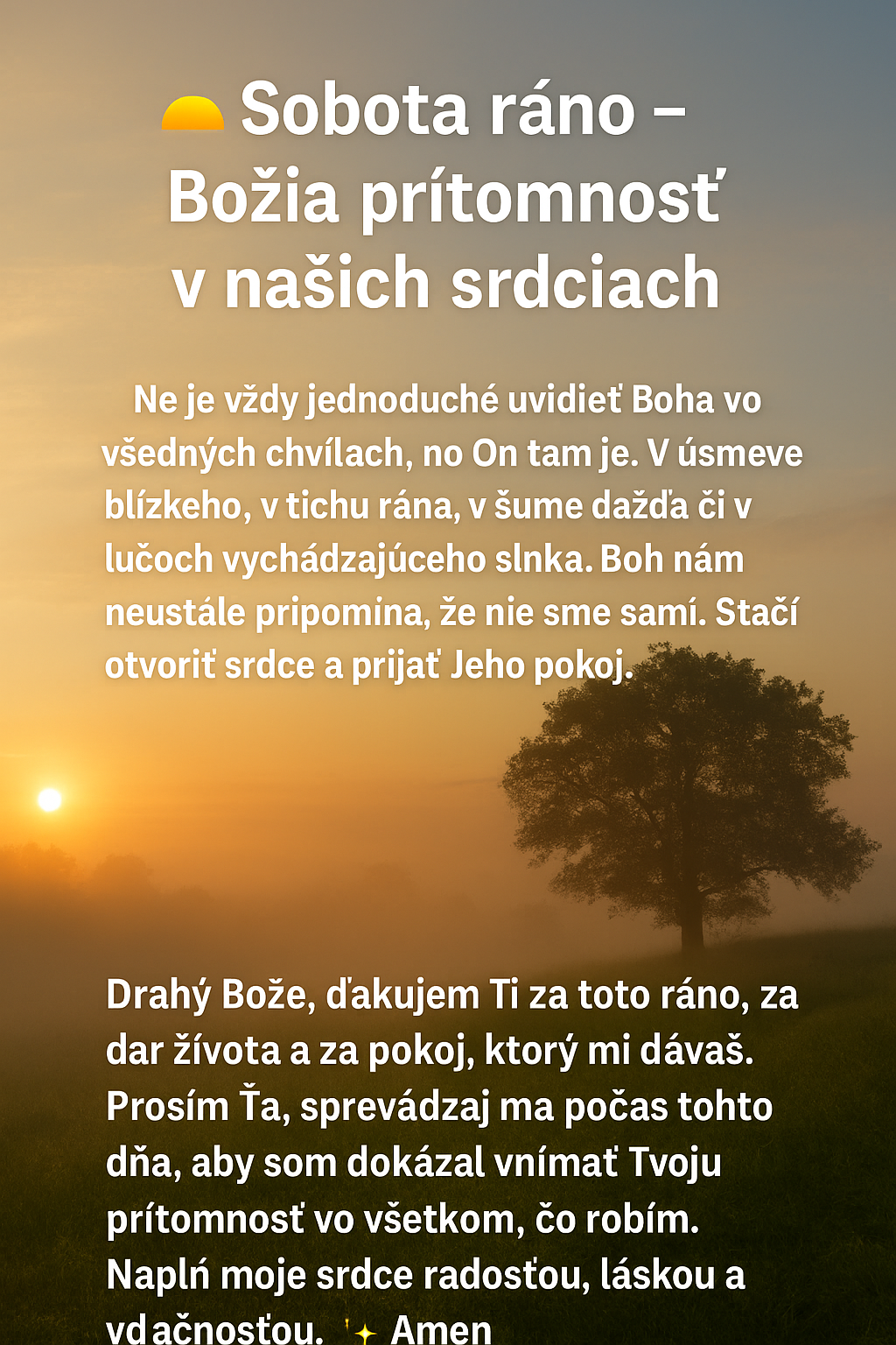 🌅 Sobota ráno – Božia prítomnosť v našich srdciach