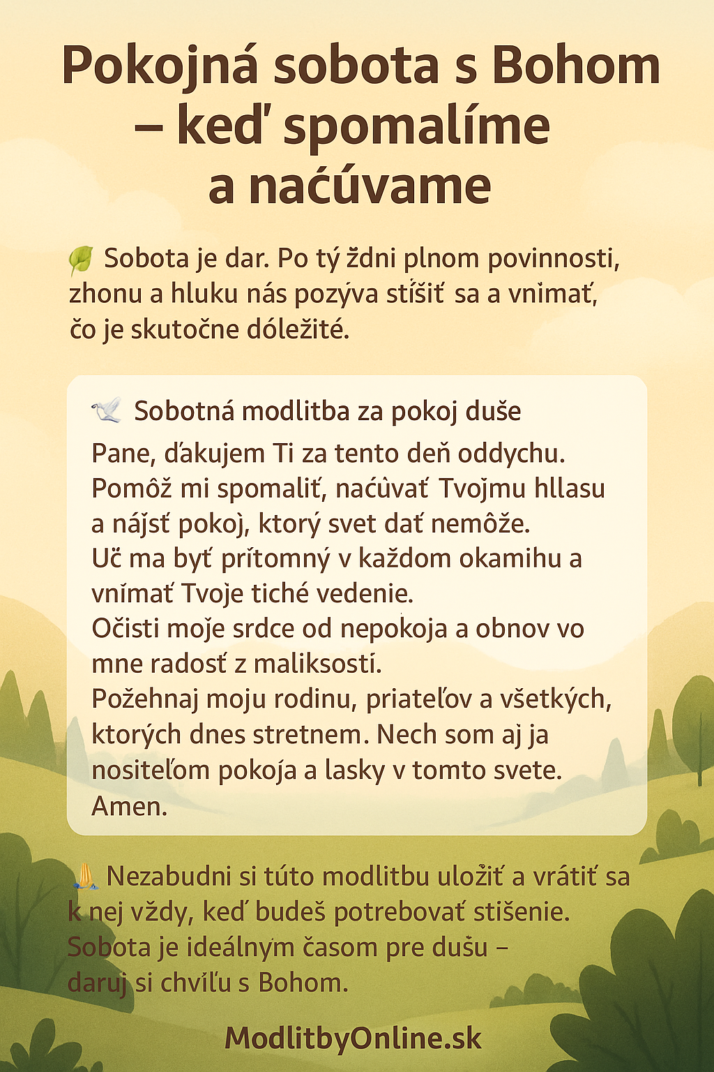 Pokojná sobota s Bohom – keď spomalíme a načúvame