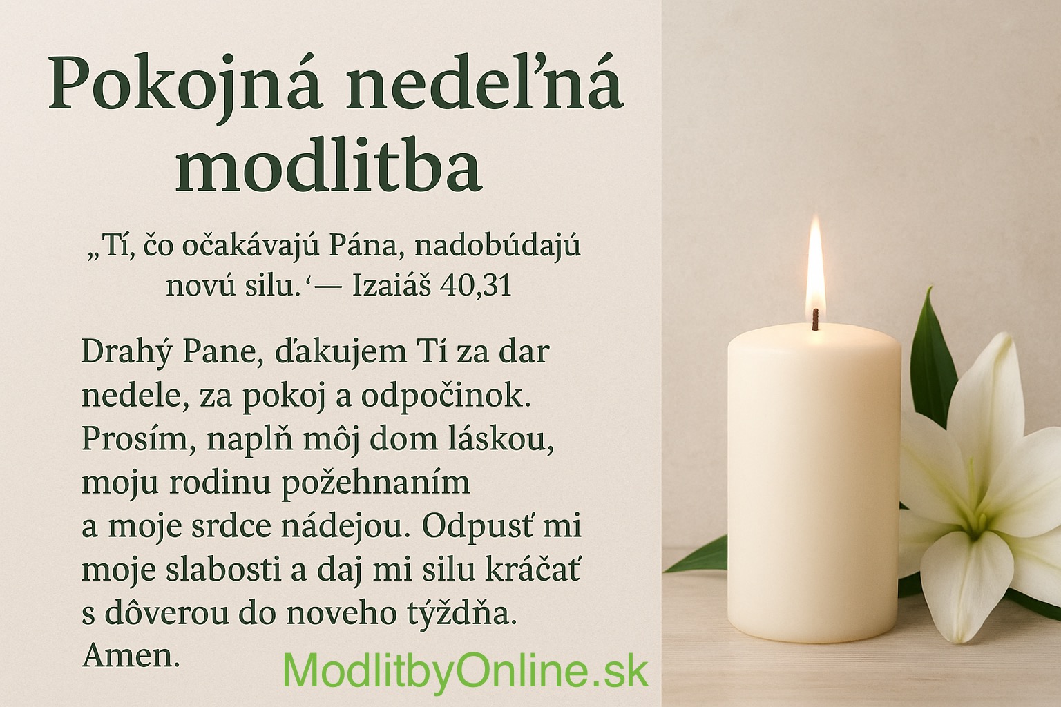 Pokojná nedeľná modlitba 🌿