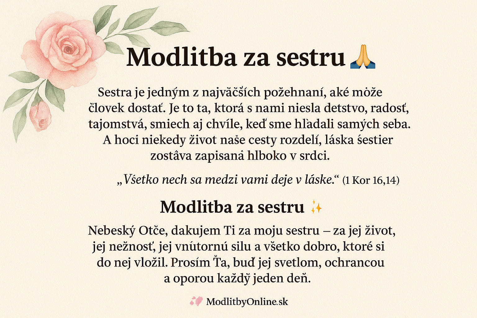 Modlitba za sestru 🙏💗