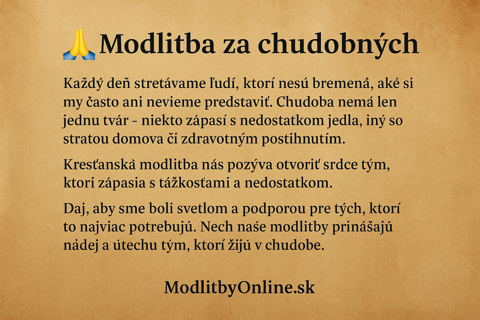 🙏 Modlitba za chudobných