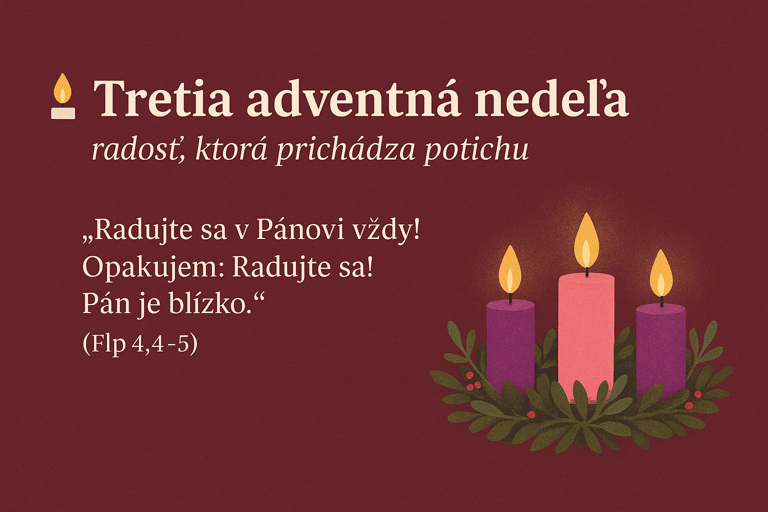 🕯️ Tretia adventná nedeľa – radosť, ktorá prichádza potichu