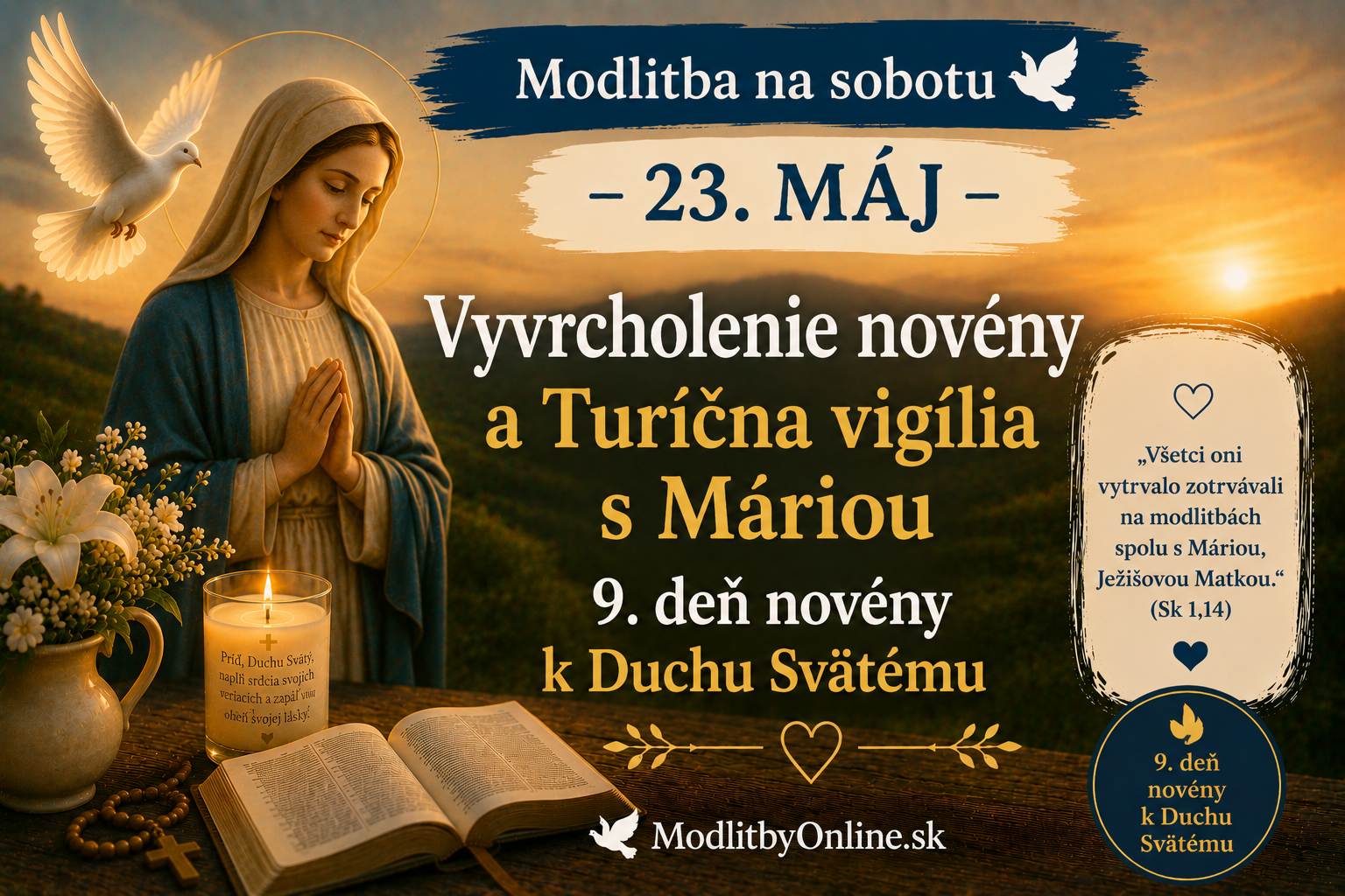 Modlitba na sobotu (23. máj): Vyvrcholenie novény a Turíčna vigília s Máriou