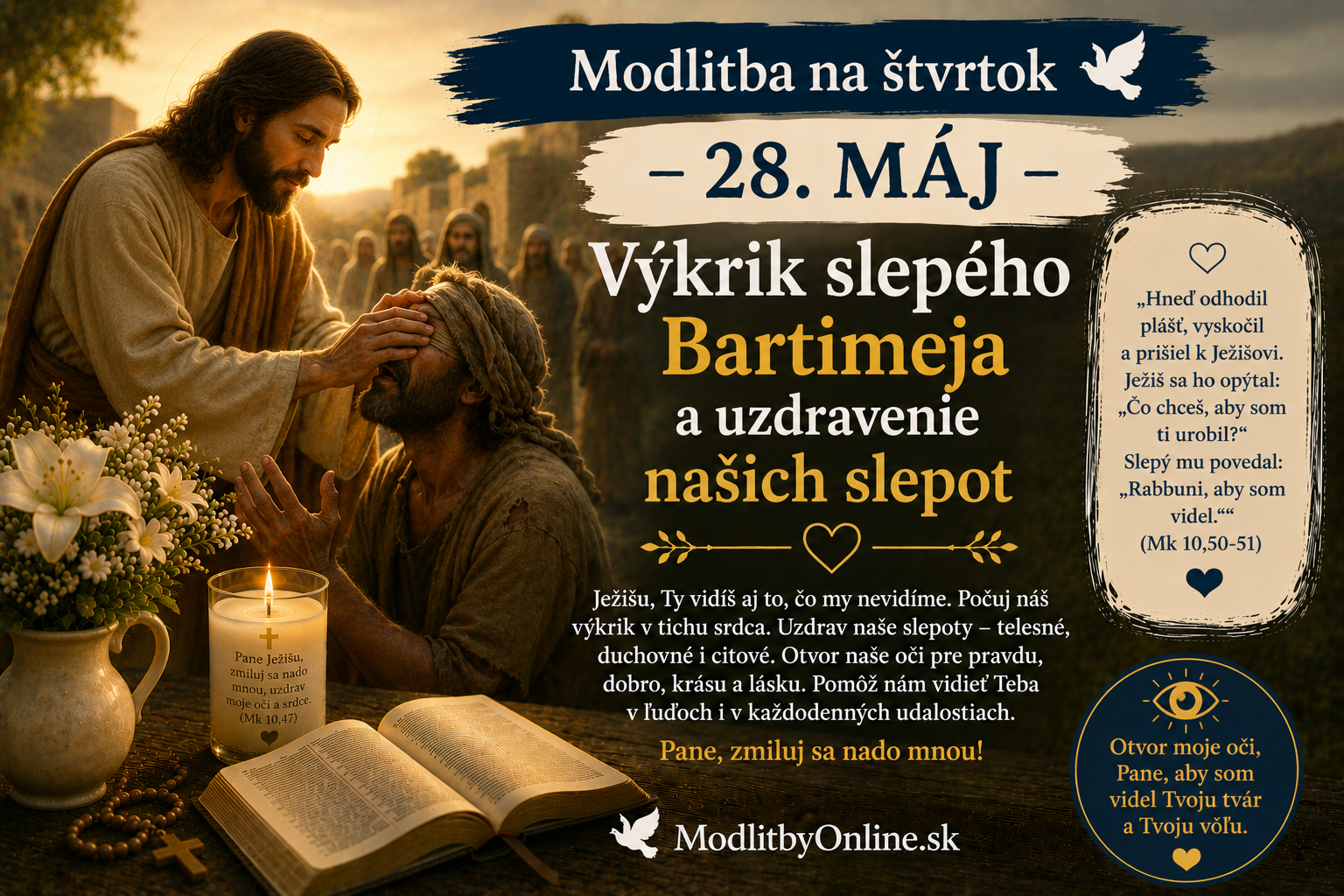 Modlitba na štvrtok (28. máj): Výkrik slepého Bartimeja a uzdravenie našich slepot