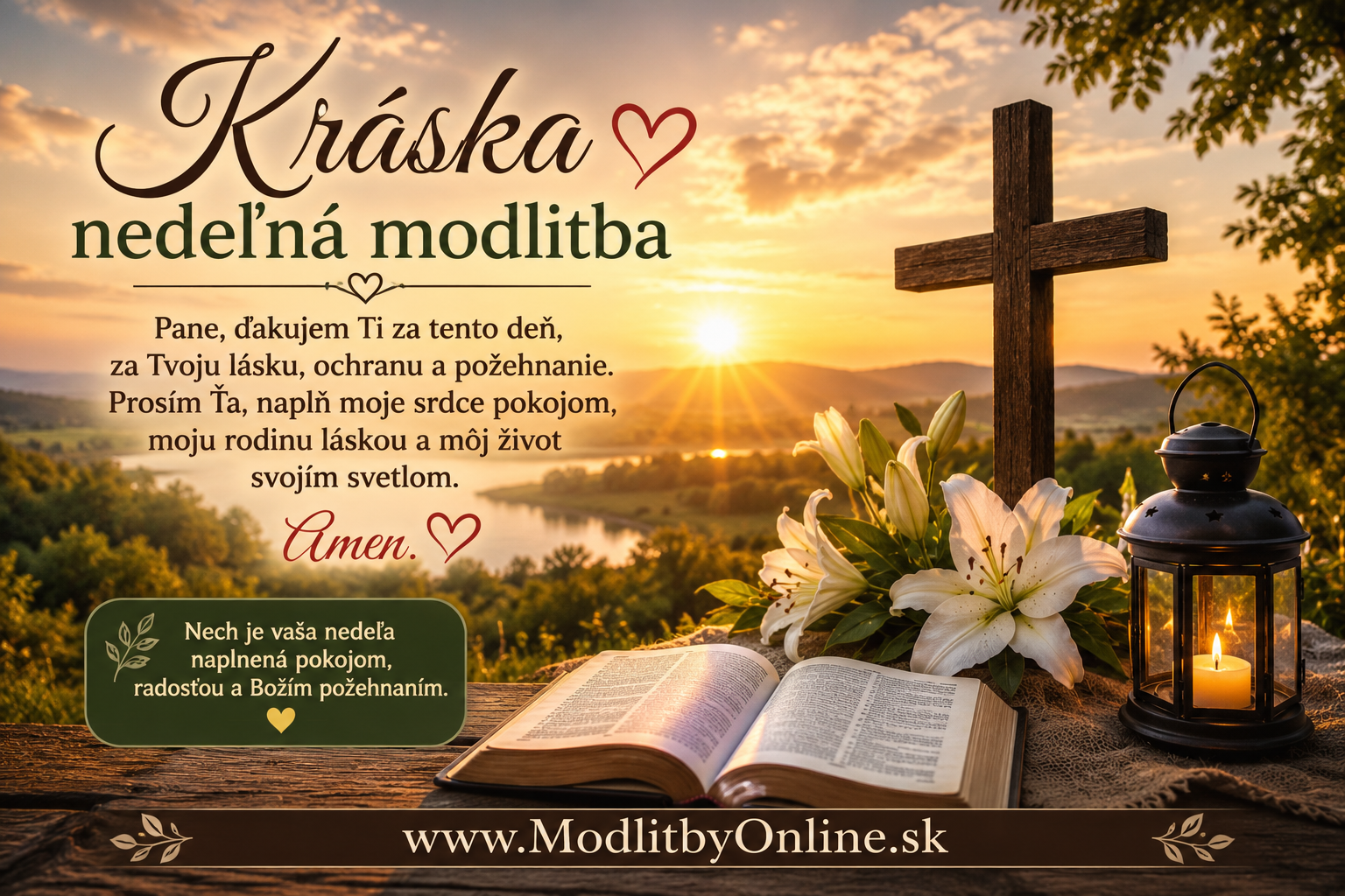 Krásna nedeľná modlitba za pokoj, požehnanie a nový začiatok 🙏