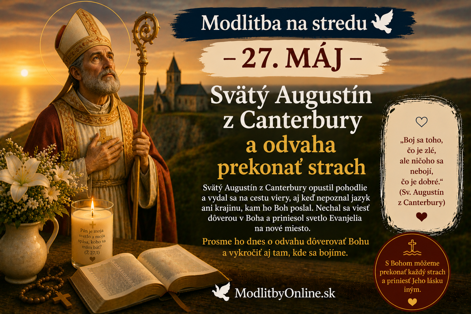 Modlitba na stredu (27. máj): Svätý Augustín z Canterbury a odvaha prekonať strach