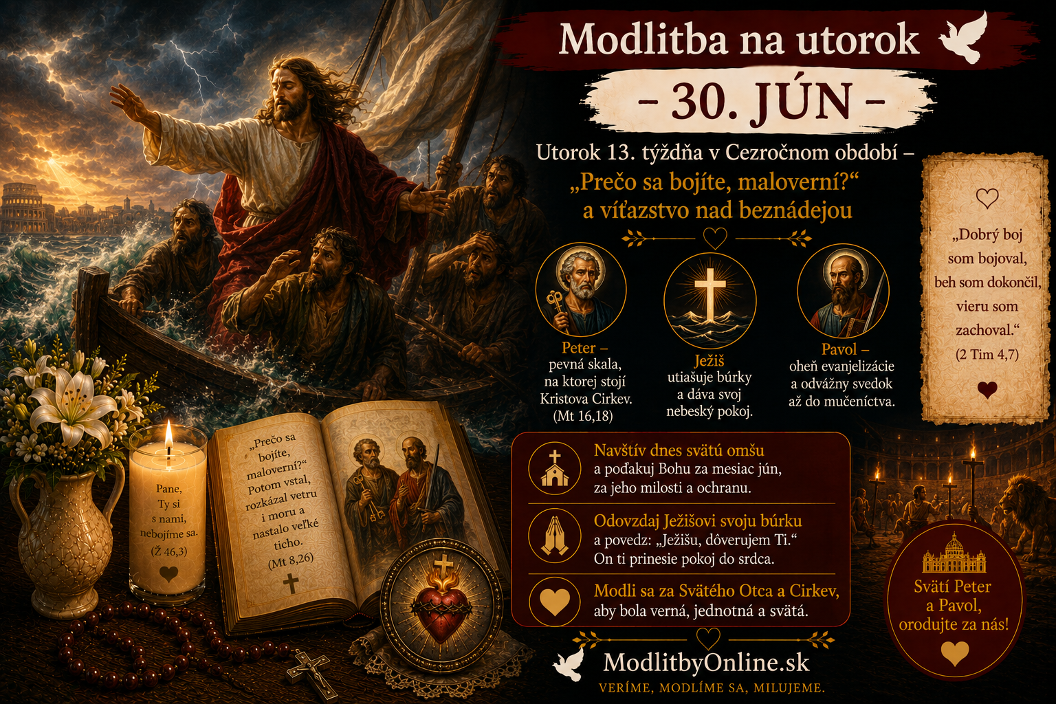 Modlitba na utorok (30. jún): „Prečo sa bojíte, maloverní?“ – Sila viery v búrkach života a odkaz prvých mučeníkov