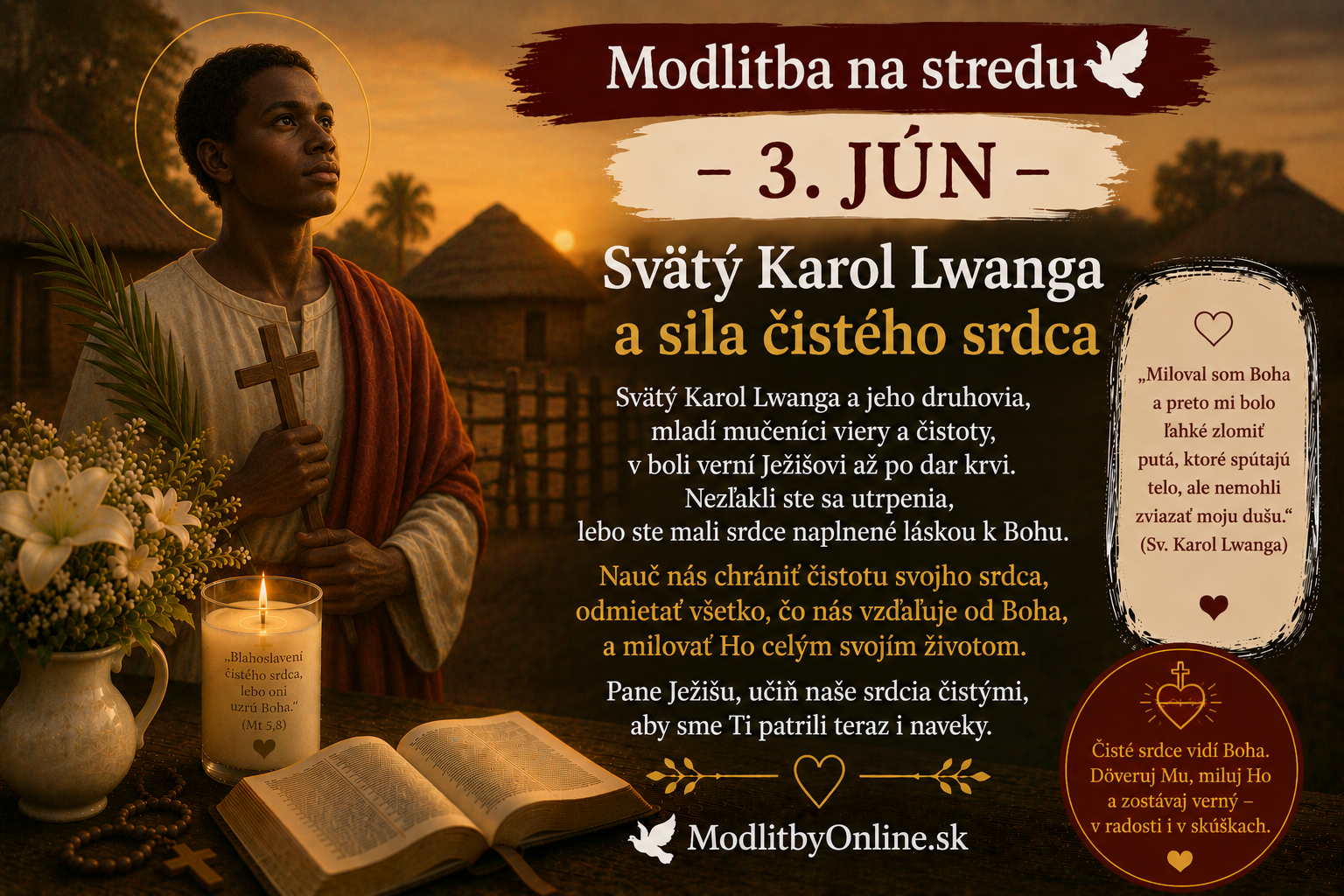 Modlitba na stredu (3. jún): Svätý Karol Lwanga a sila čistého srdca