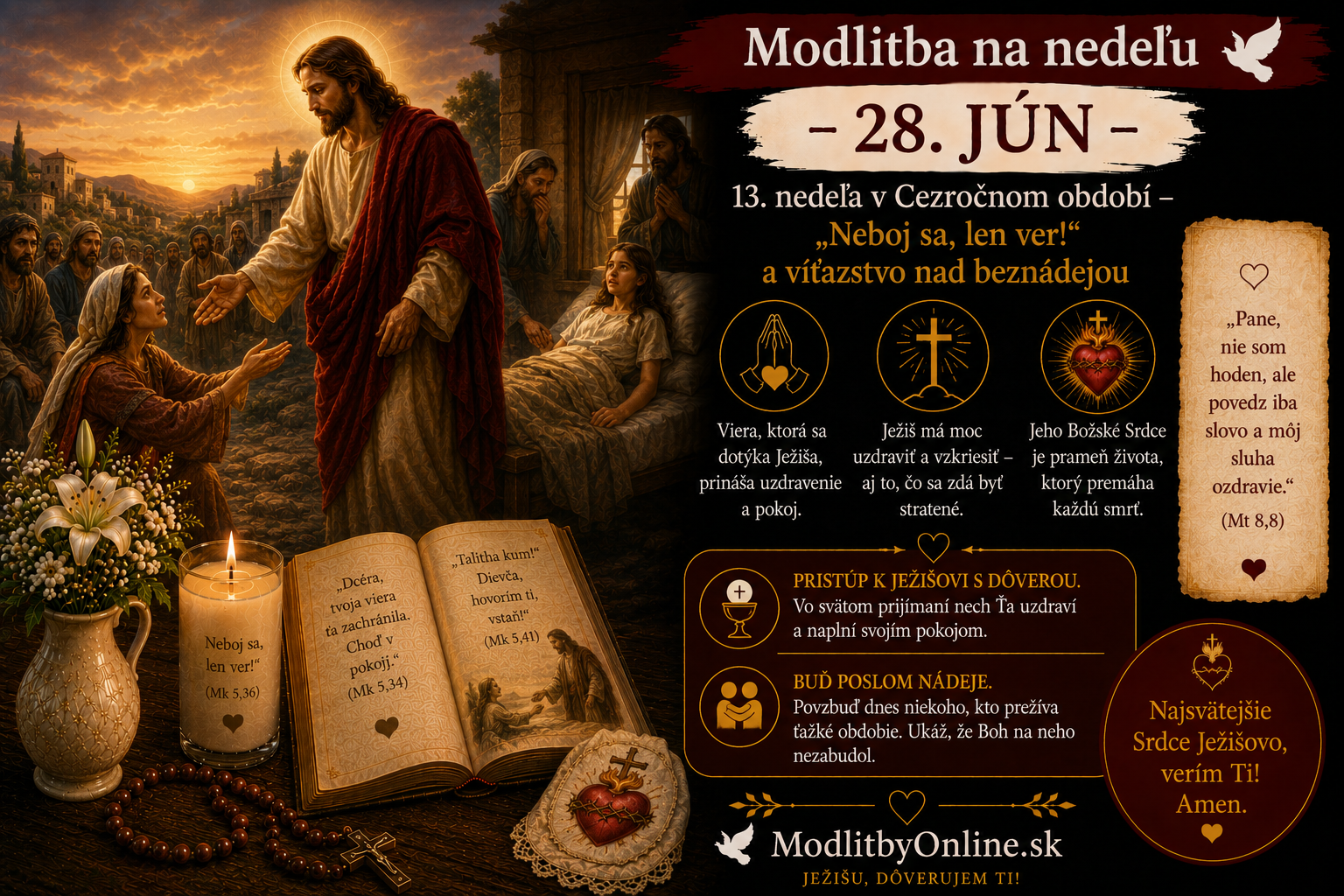 Modlitba na nedeľu (28. jún): 13. nedeľa v Cezročnom období – „Neboj sa, len ver!“ a víťazstvo nad beznádejou