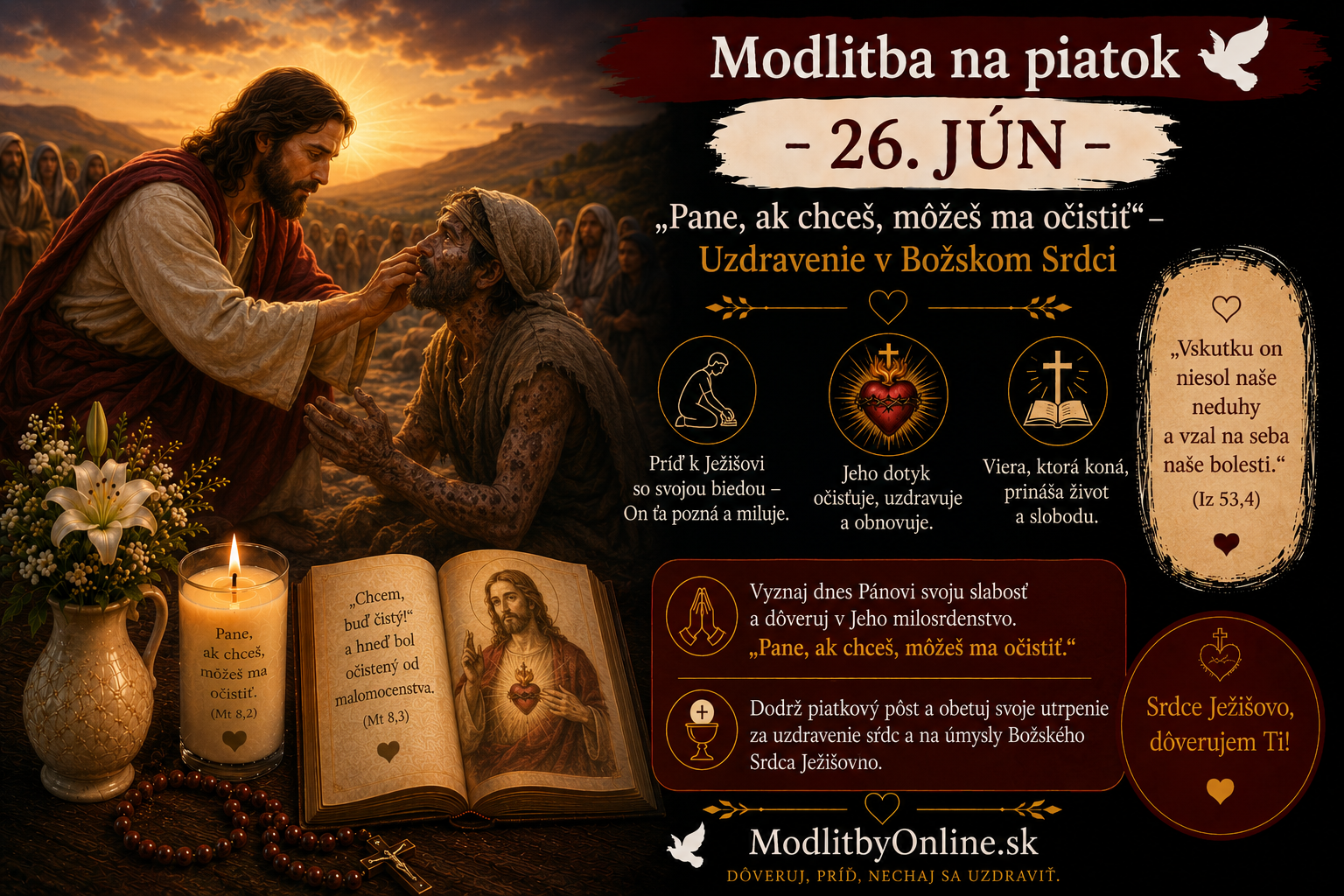 Modlitba na piatok (26. jún): „Pane, ak chceš, môžeš ma očistiť“ – Uzdravenie v Božskom Srdci