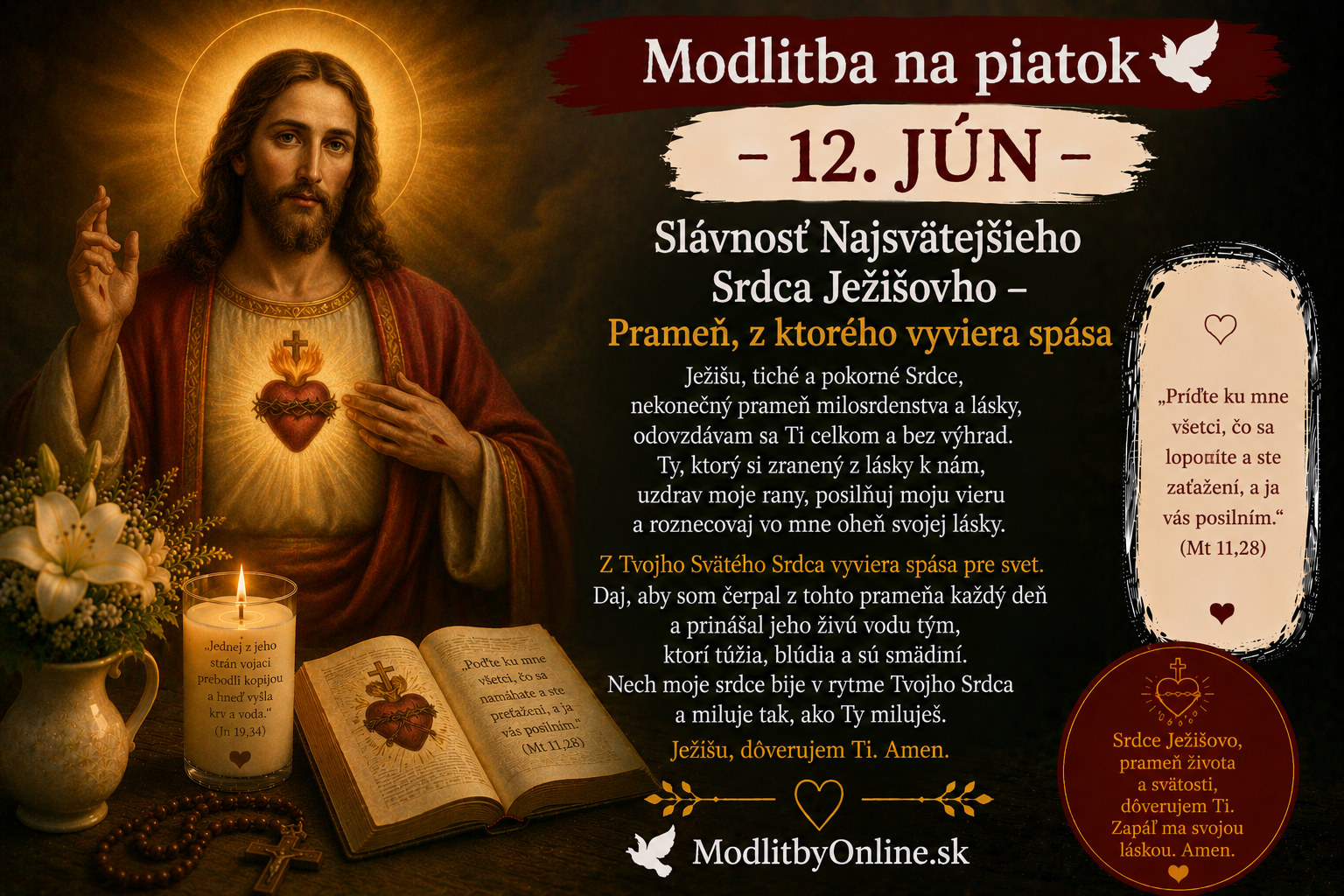 Modlitba na piatok (12. jún): Slávnosť Najsvätejšieho Srdca Ježišovho – Prameň, z ktorého vyviera spása