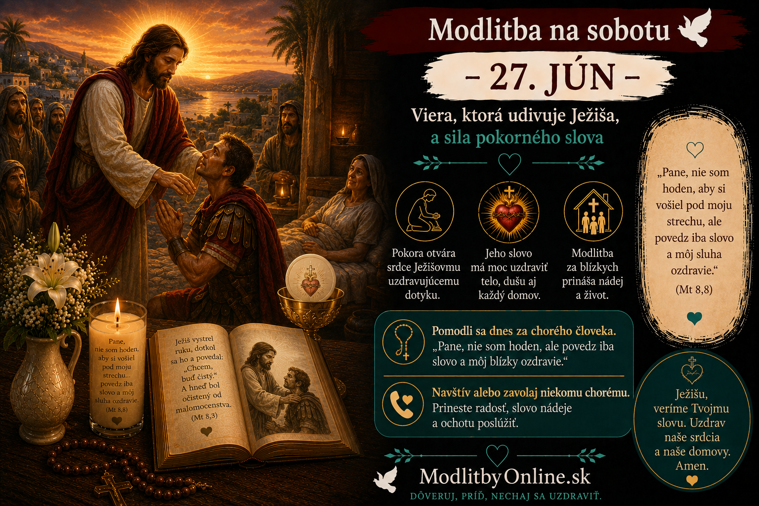 Modlitba na sobotu (27. jún): Viera, ktorá udivuje Ježiša, a sila pokorného slova