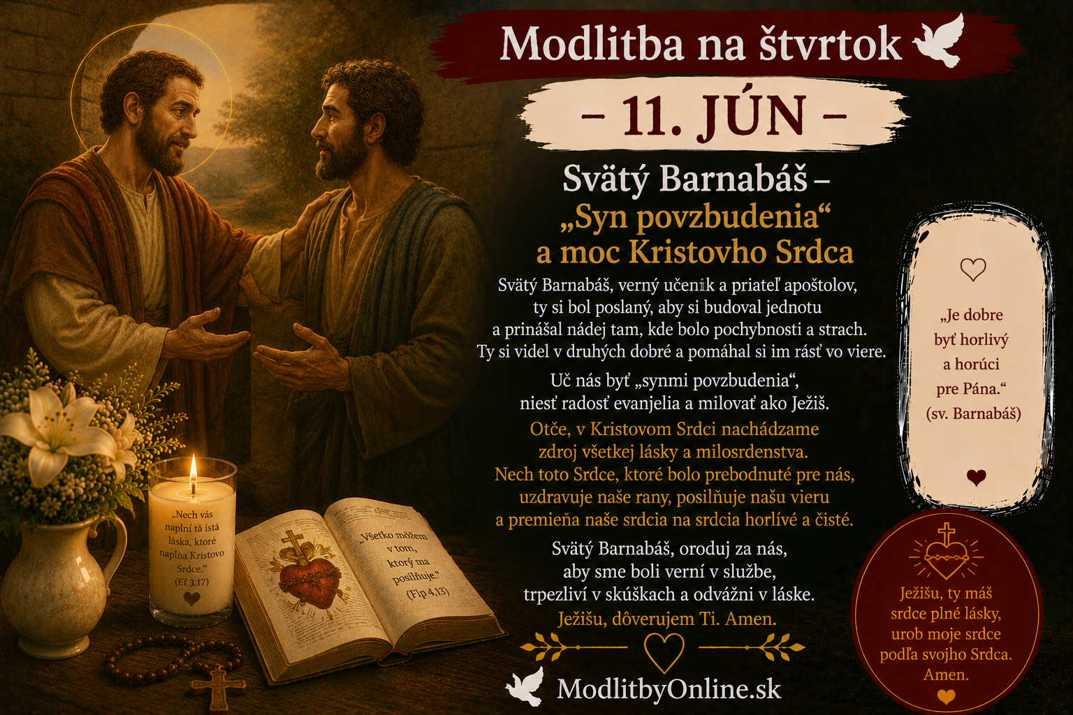 Modlitba na štvrtok (11. jún): Svätý Barnabáš – „Syn povzbudenia“ a moc Kristovho Srdca