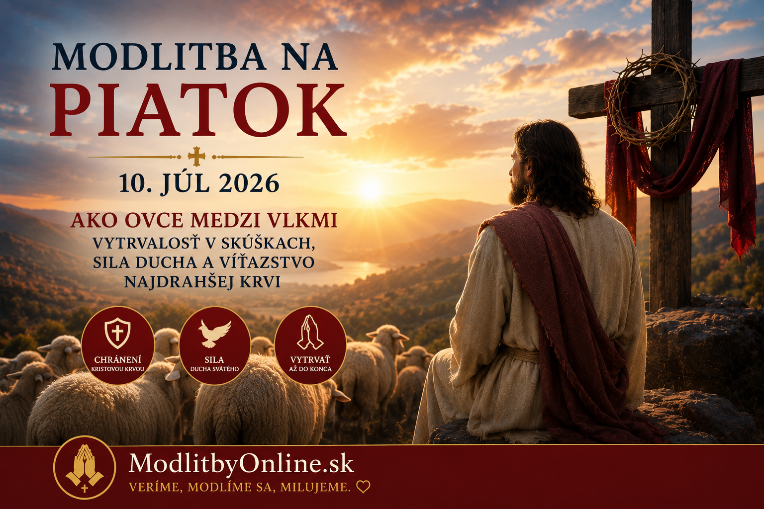 Modlitba na piatok (10. júl): Ako ovce medzi vlkmi – Vytrvalosť v skúškach, sila Ducha a víťazstvo Najdrahšej Krvi