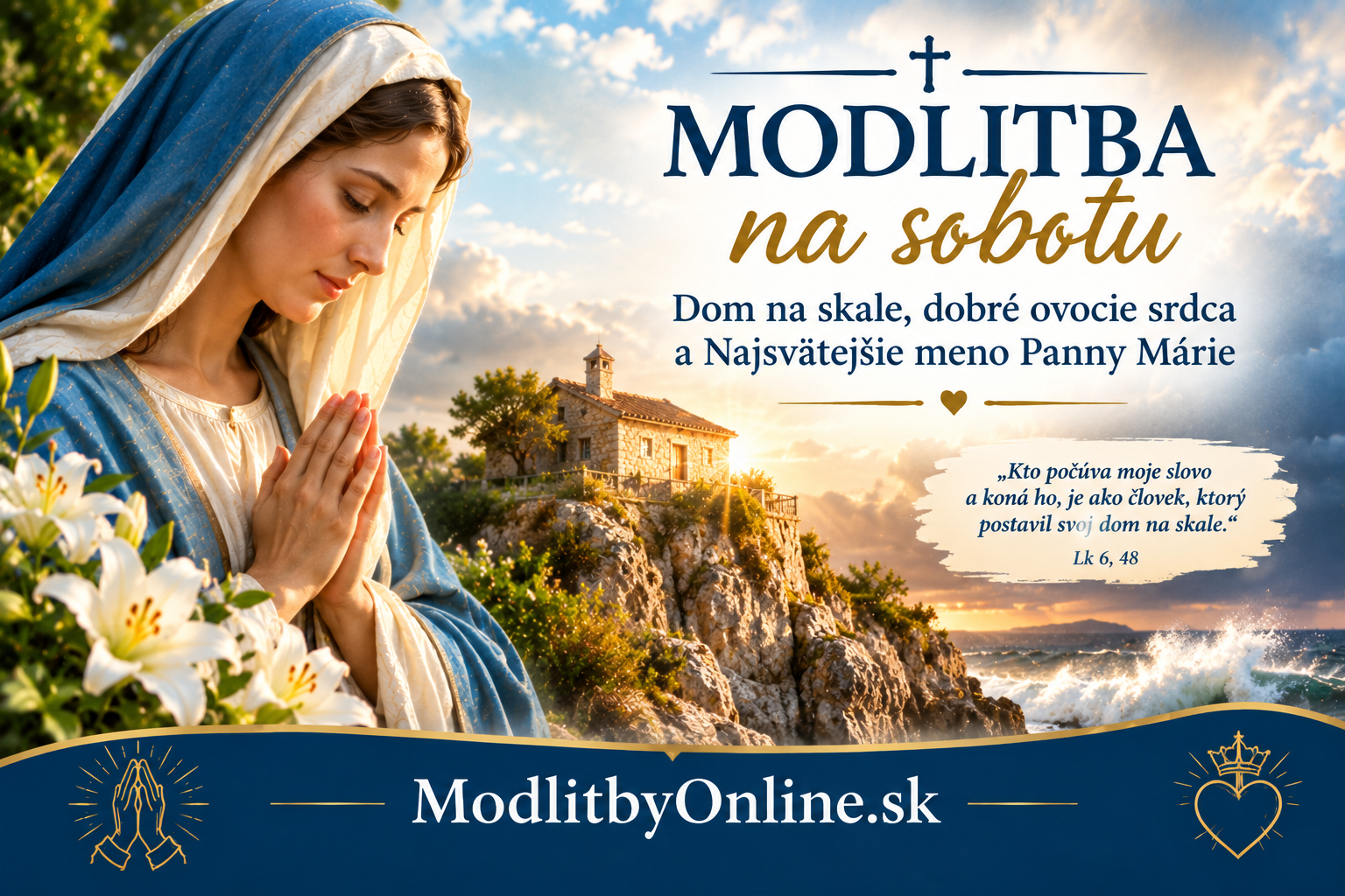 Modlitba na sobotu (12. september): Dom na skale, dobré ovocie srdca a Najsvätejšie meno Panny Márie