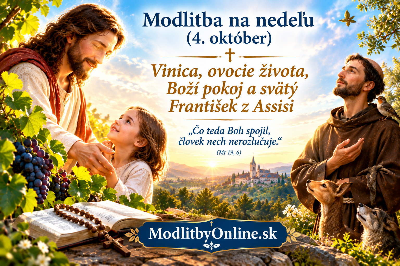 Nedeľná modlitba a zamyslenie (4. október): Vinica, ovocie života, Boží pokoj a svätý František z Assisi