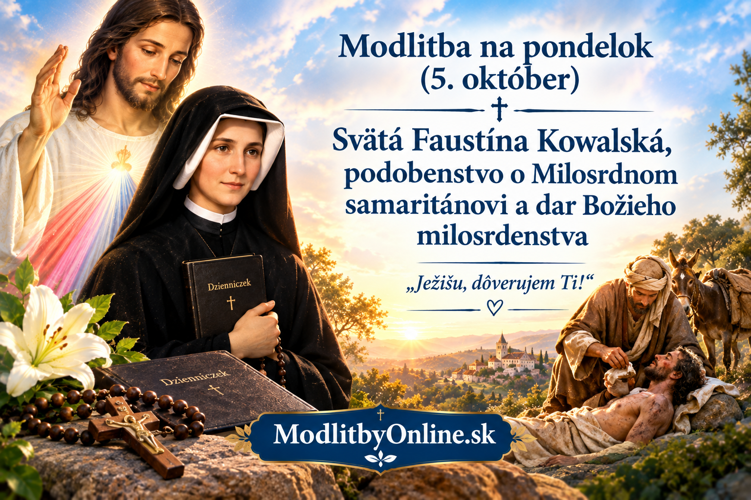 Modlitba na pondelok (5. október): Svätá Faustína Kowalská, Milosrdný Samaritán a dar Božieho milosrdenstva