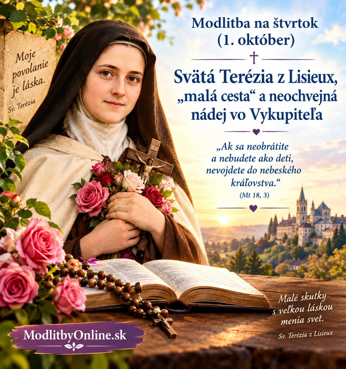 Modlitba na štvrtok (1. október): Svätá Terézia z Lisieux, „malá cesta“ a neochvejná nádej vo Vykupiteľa