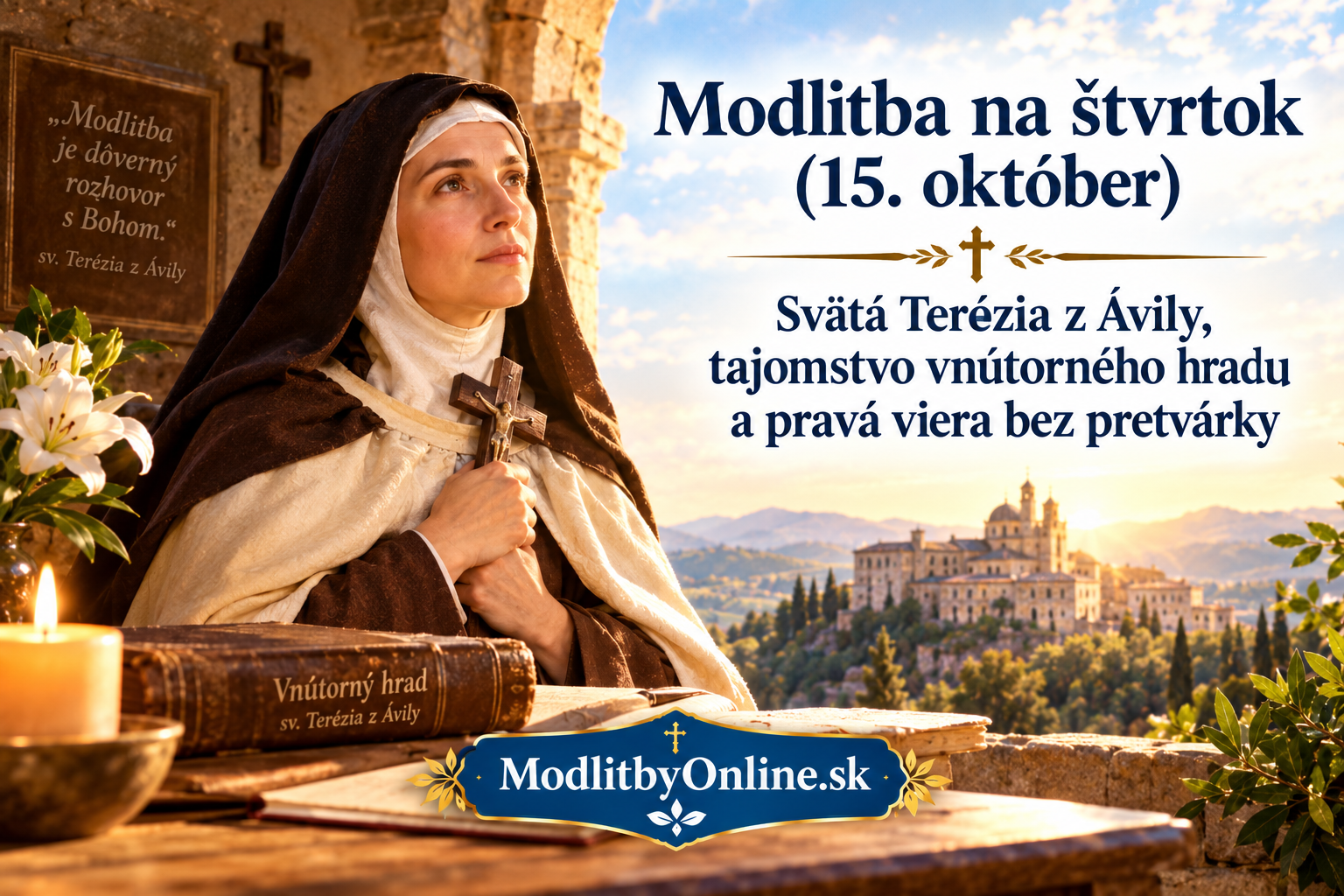 Modlitba na štvrtok (15. október): Svätá Terézia z Ávily, tajomstvo vnútorného hradu a pravá viera bez pretvárky